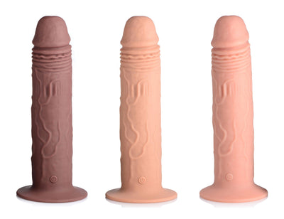 7X Remote Control Vibrating and Thumping Dildo - Dark - The Dildo Hub