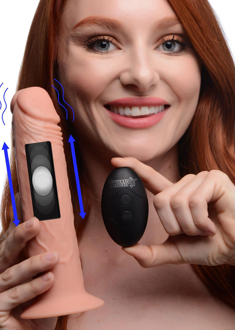 7X Remote Control Vibrating and Thumping Dildo - Light - The Dildo Hub