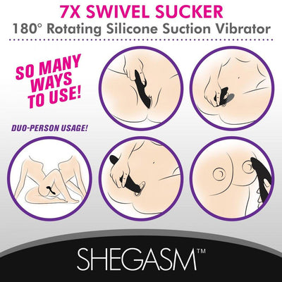 7X Swivel Sucker 180 Rotating Silicone Suction Vibrator - The Dildo Hub