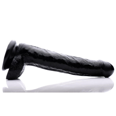 8 Inch Slim Realistic Dildo with Balls- Black - The Dildo Hub