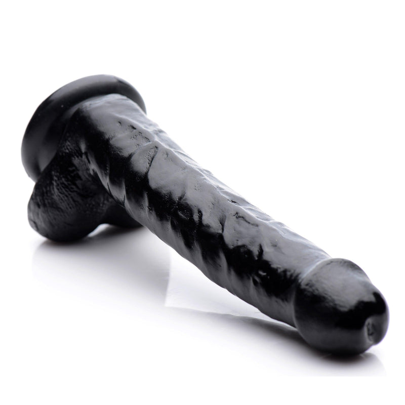 8 Inch Slim Realistic Dildo with Balls- Black - The Dildo Hub