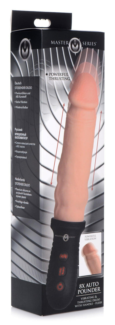 8X Auto Pounder Vibrating and Thrusting Dildo with Handle - Beige - The Dildo Hub