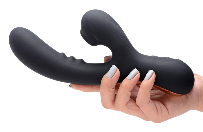 8X Silicone Suction Rabbit - Black - The Dildo Hub