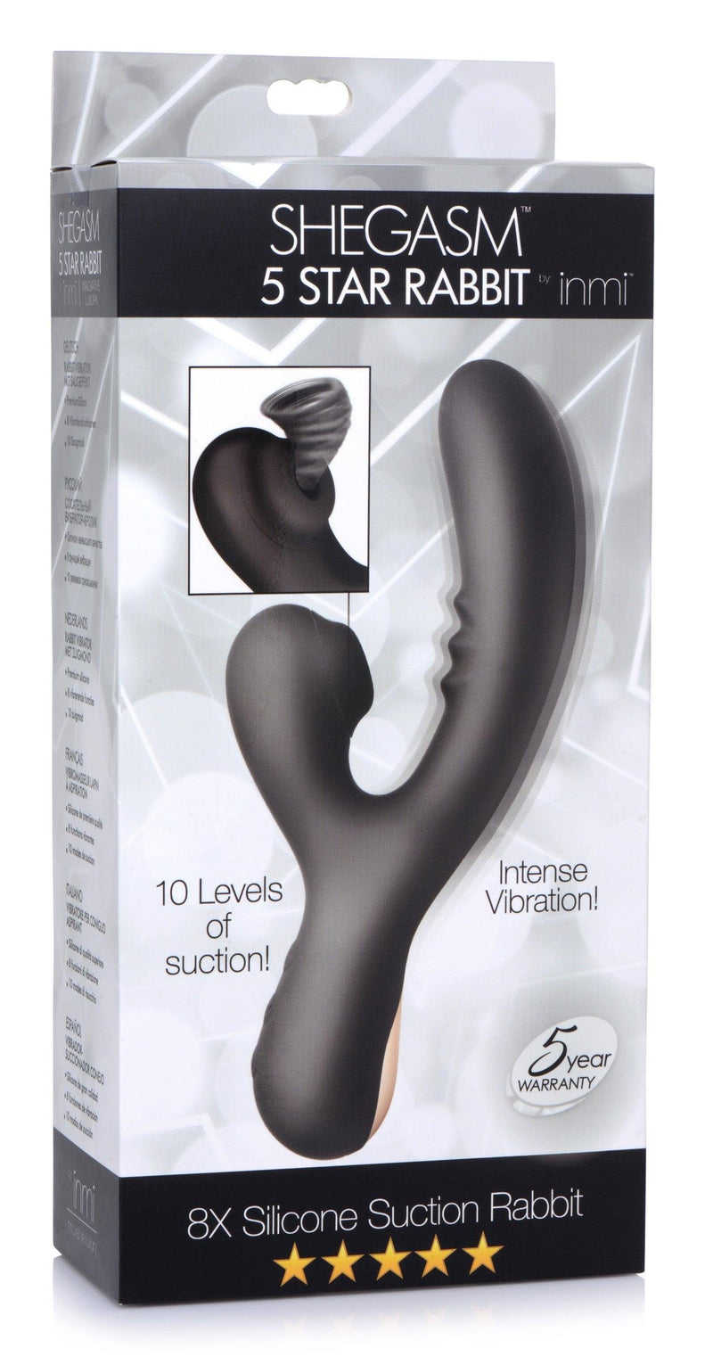 8X Silicone Suction Rabbit - Black - The Dildo Hub