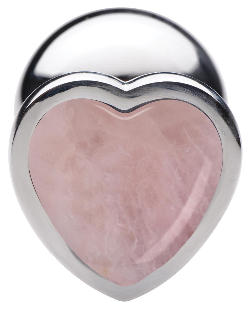 Authentic Rose Quartz Gemstone Heart Anal Plug - Small butt-plugs from Booty Sparks