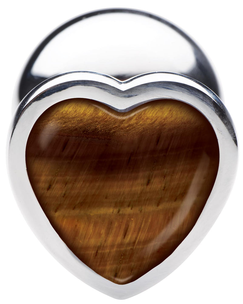 Authentic Tigers Eye Gemstone Heart Anal Plug - Small butt-plugs from Booty Sparks