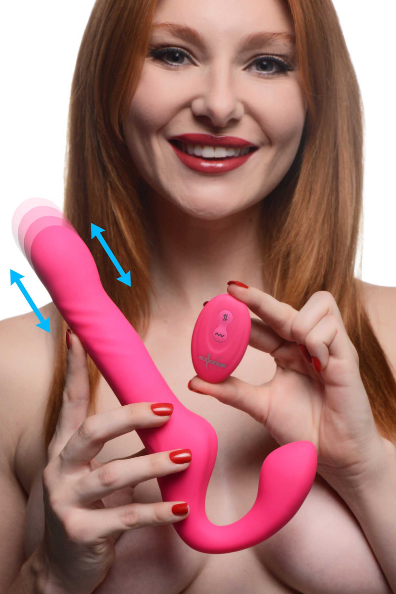 30X Thrusting and Vibrating Strapless Strap-On With Remote Control vibesextoys from Strap U
