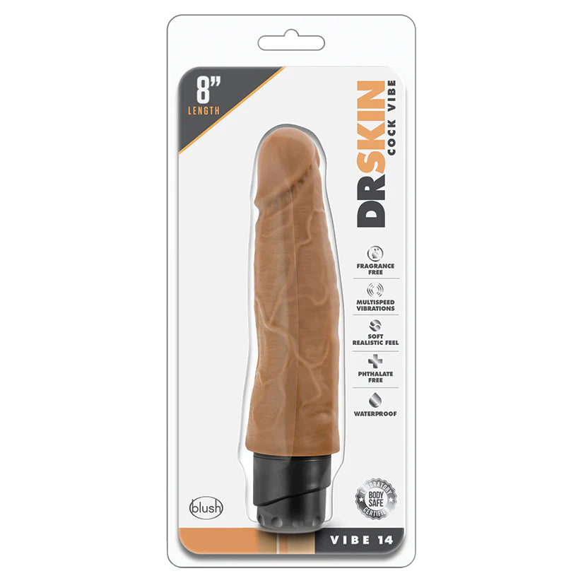 Dr. Skin Cock Vibe 14 Realistic 8 Inch Vibrator, Mocha