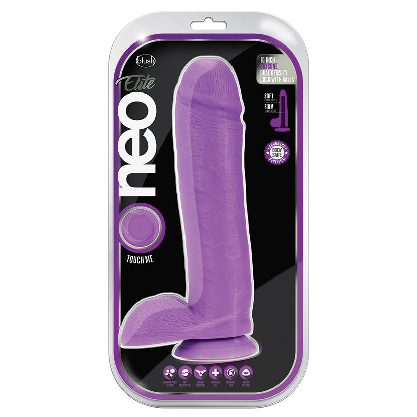 Neo Elite 10 Inch Silicone Dual Density Cock with Balls