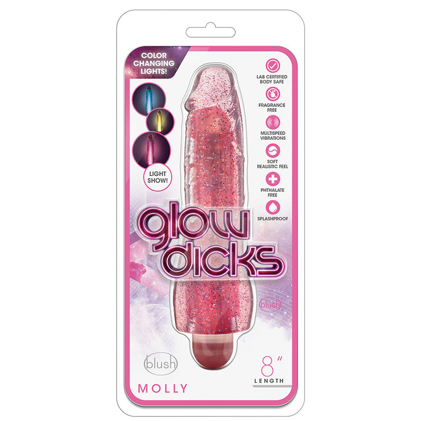 Glow Dicks Molly Glitter Light-Up Realistic Vibrator