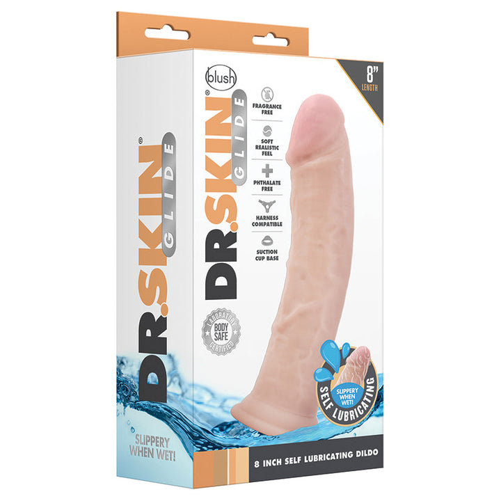 Dr. Skin Glide Self Lubricating Dildo-Vanilla 8"  from Blush