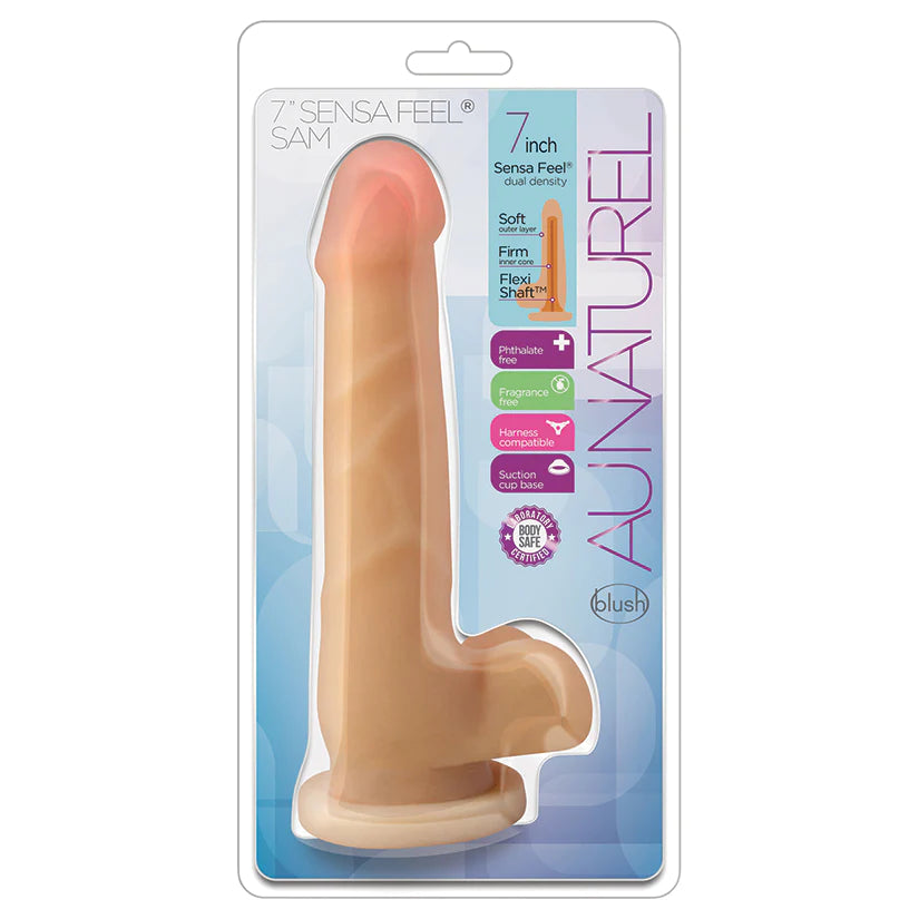 Au Naturel Sam 7 Inch Dual Density Dildo with Balls