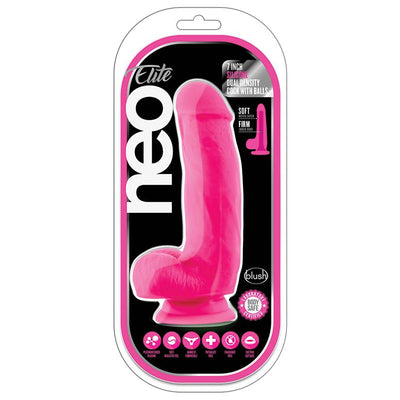 Neo Elite Silicone Dual Density Cock with Balls-Neon Pink 7"  from thedildohub.com