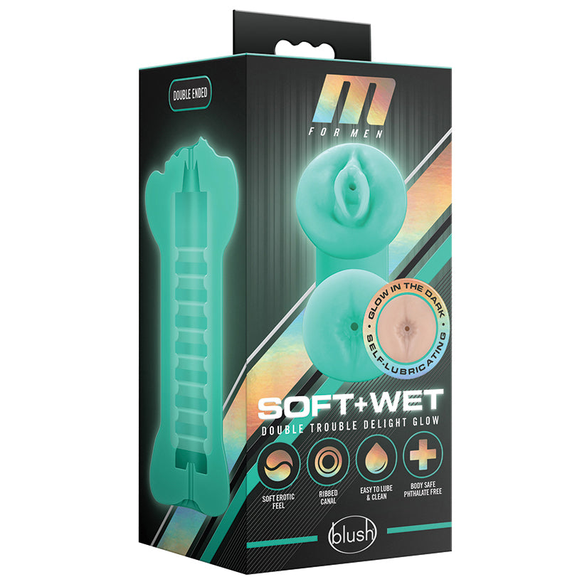 M for Men Soft and Wet Double Trouble Glow in the Dark Stroker