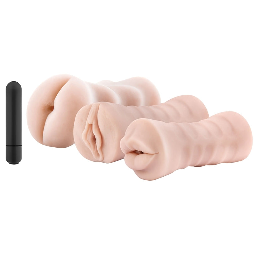 M for Men Soft and Wet Vibrating Stroker 3-Pack