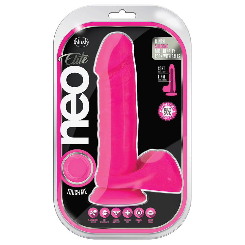 Neo Elite 8 Inch Silicone Dual Density Cock with Balls