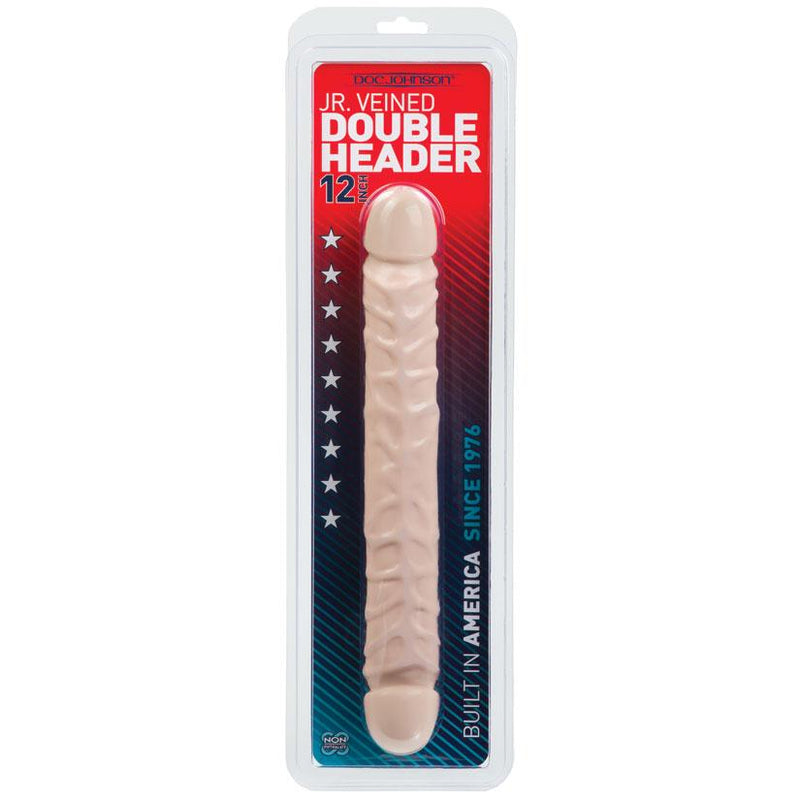 Jr. Veined Double Header 12" - White  from thedildohub.com