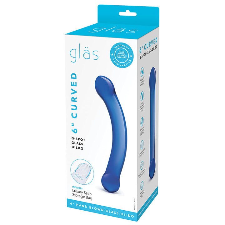 Glas 6" Curved G-spot Dildo-Blue  from Electric Novelties
