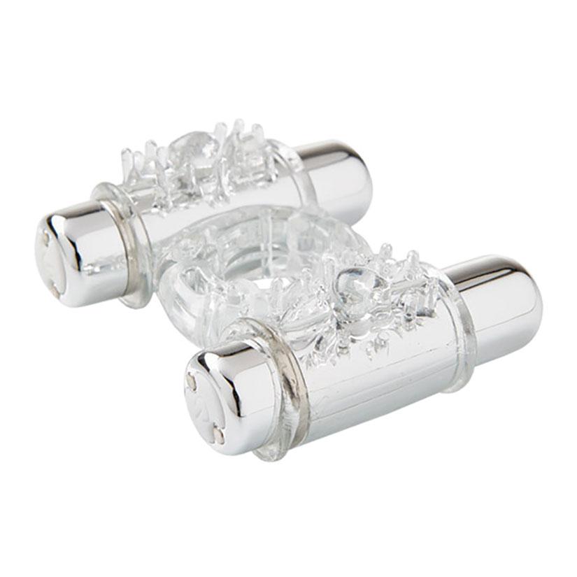Sensuelle 7 Function Rechargeable Double Action Bullet Ring - Clear  from The Dildo Hub