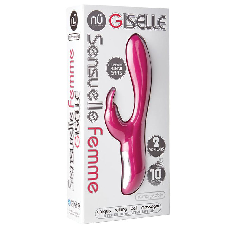 Sensuelle Giselle 10+3 Function Rechargeable Rabbit Massager - Magenta Sex Toys from thedildohub.com