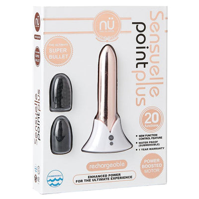 Sensuelle Point Plus 20-function Rechargable Silicone Bullet Vibrator With Textured Tips - Rose Gold  from thedildohub.com