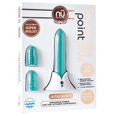 Sensuelle Point Plus 20-function Rechargable Silicone Bullet Vibrator With Textured Tips - Tiffany Blue Sex Toys from thedildohub.com
