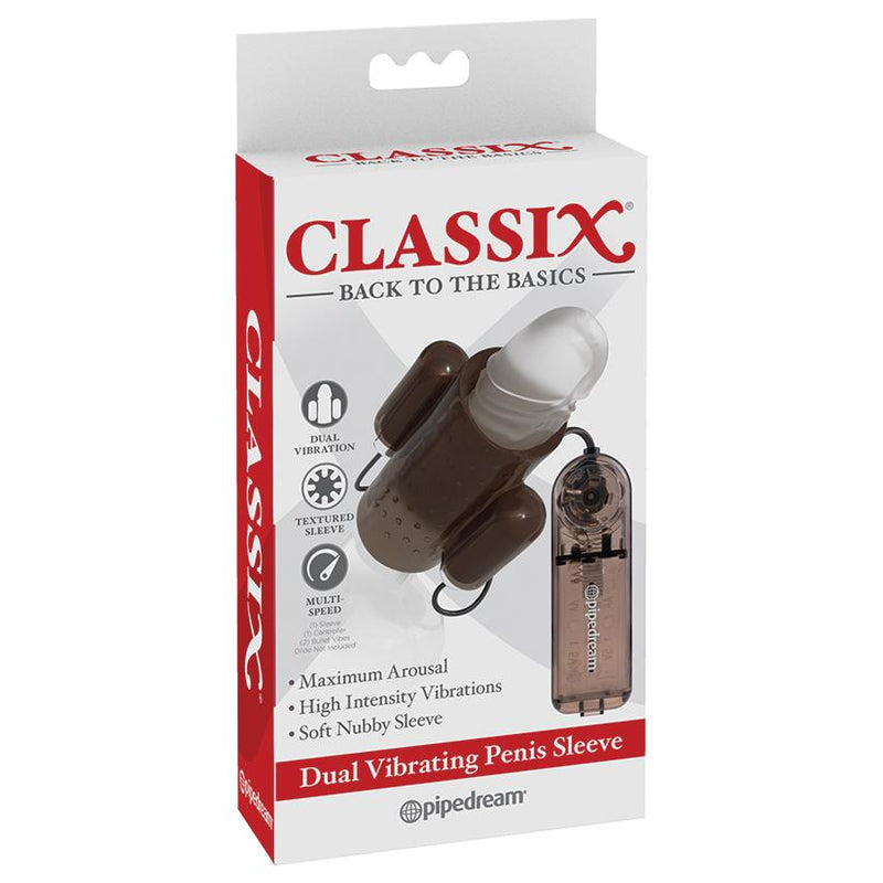 Classix Dual Vibrating Penis Sleeve - Smoke | Pipedream  from The Dildo Hub