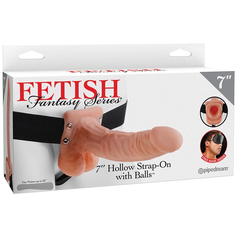 Fetish Fantasy Series Hollow Strap-On with Balls-Vanilla 7"  from The Dildo Hub
