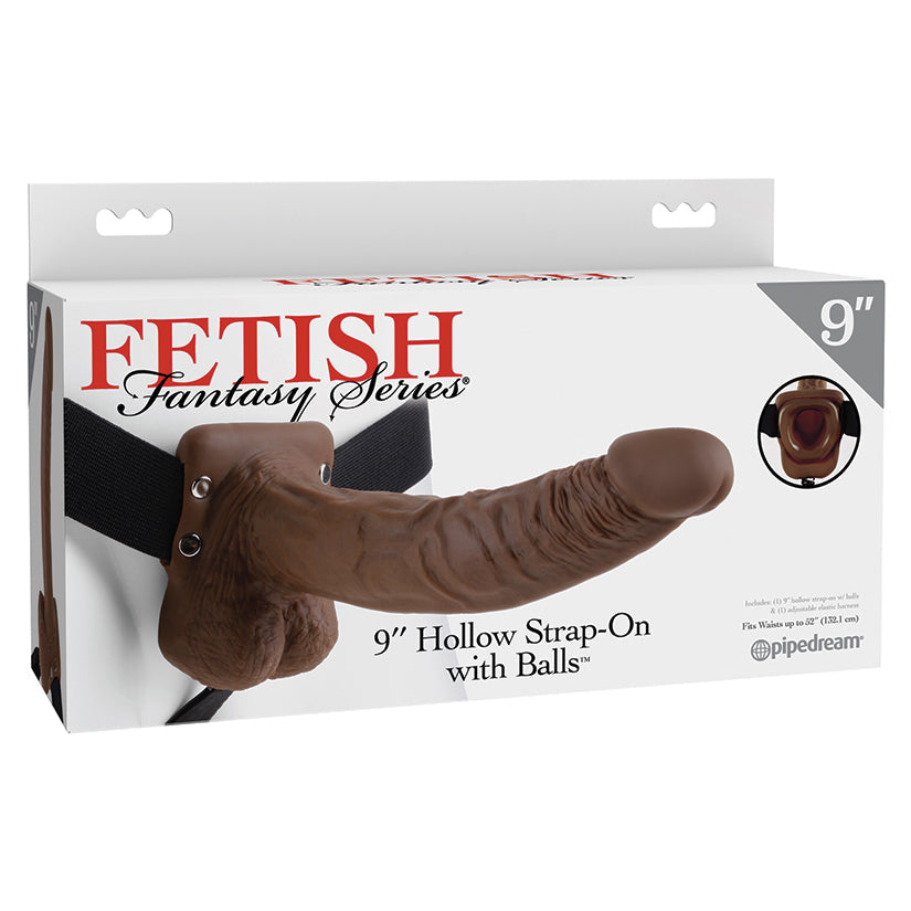 Fetish Fantasy Series Hollow Strap-On with Balls-Chocolate 9"  from Pipedream