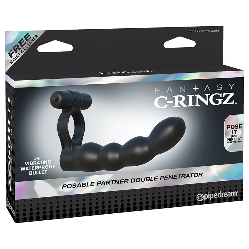 Fantasy C-Ringz Posable Partner Double Penetrator - Black  from Pipedream