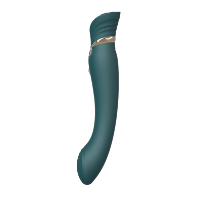Queen Set G-spot PulseWave Vibrator with Suction Sleeve Jewel Green  from thedildohub.com