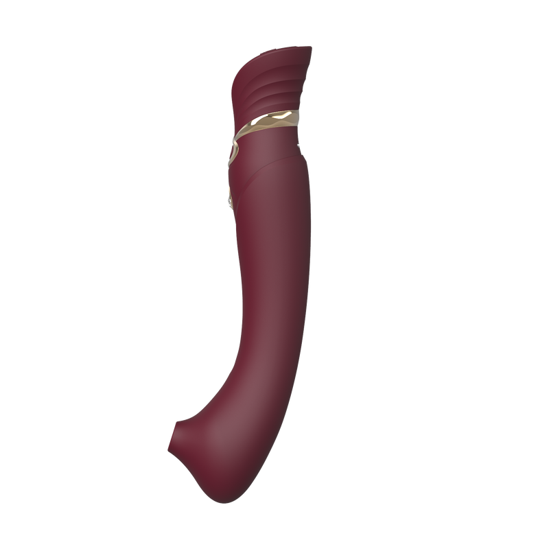Queen Set G-spot PulseWave Vibrator with Suction Sleeve Wine Red  from thedildohub.com