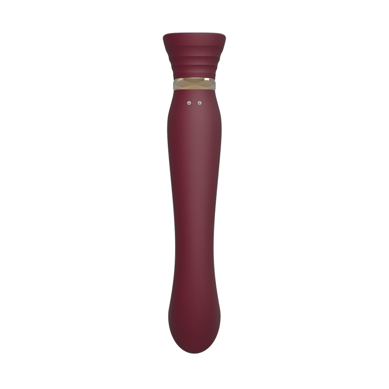 Queen Set G-spot PulseWave Vibrator with Suction Sleeve Wine Red  from thedildohub.com