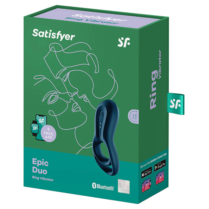 Satisfyer Epic Duo Connect App Vibrating Cock and Ball Ring retail box