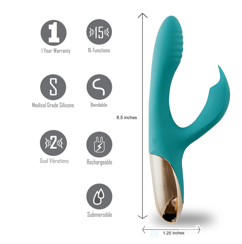 Maia Skyler Rechargeable Silicone Bendable Rabbit Vibrator Green  from thedildohub.com