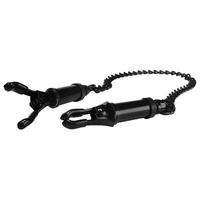 Black Deluxe Adjustable Nipple Clamps LeatherR from Master Series