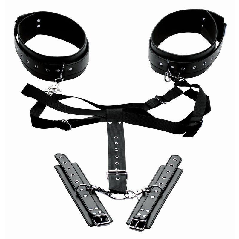 Acquire Easy Access Thigh Harness with Wrist Cuffs - The Dildo Hub