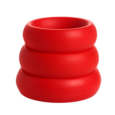 3 Piece Silicone Cock Ring Set - Red cockrings from Trinity Vibes