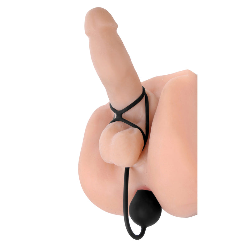 Triple Threat Silicone Tri Cock Ring and Anal Plug Butt from Master Series