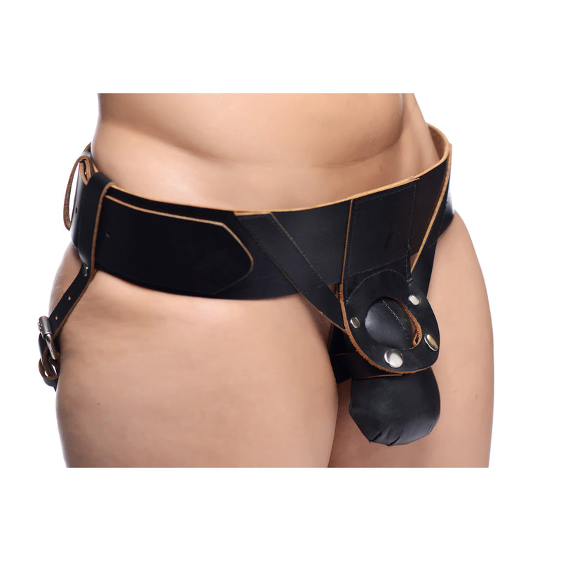 Powerhouse Supreme Leather Strap On Harness System DildoHarness from Strap U