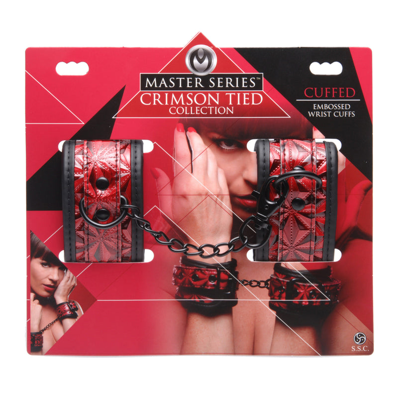 Crimson Tied Embossed Wrist Cuffs ankle-and-wrist-cuffs from Master Series