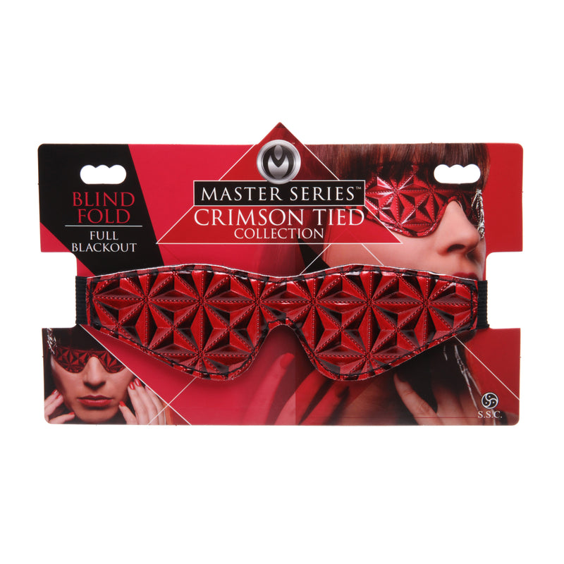 Crimson Tied Full Blackout Embossed Blindfold Hoods from Master Series
