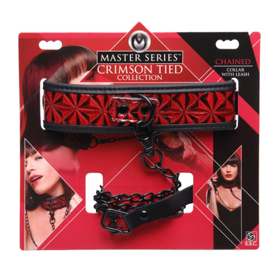 Crimson Tied Collar with Leash bondage-collars from Master Series
