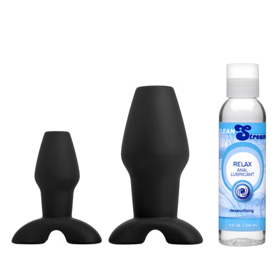 Hollow Anal Plug Trainer Set with Desensitizing Lube Butt from CleanStream