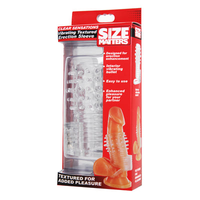 Clear Sensations Vibrating Textured Erection Sleeve penis-extenders from Size Matters