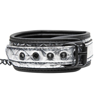 Platinum Bound Chained Collar with Leash bondage-collars from Master Series