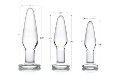 Dosha 3 Piece Glass Anal Plug Kit Butt from Prisms Erotic Glass