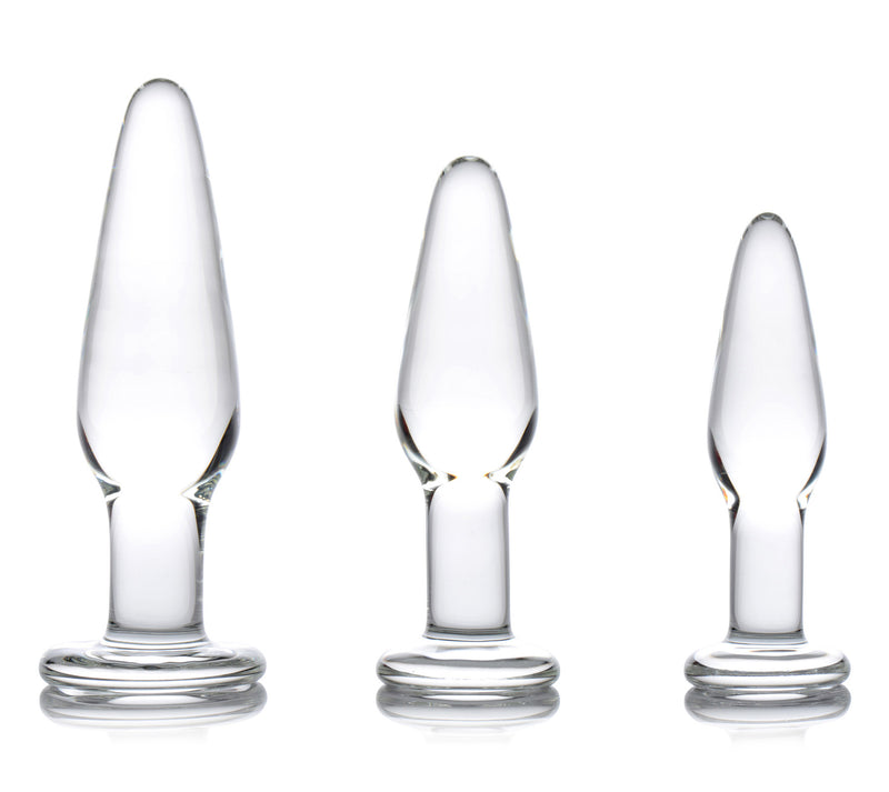 Dosha 3 Piece Glass Anal Plug Kit Butt from Prisms Erotic Glass