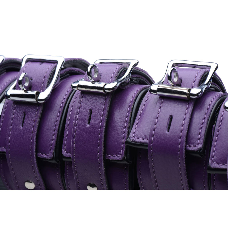 Purple 5 Piece Locking Leather Bondage Set bondage_leather from Strict Leather
