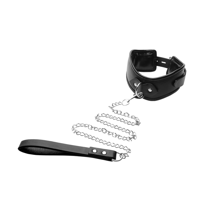 Padded Locking Posture Collar with Leash strict-bondage from STRICT
